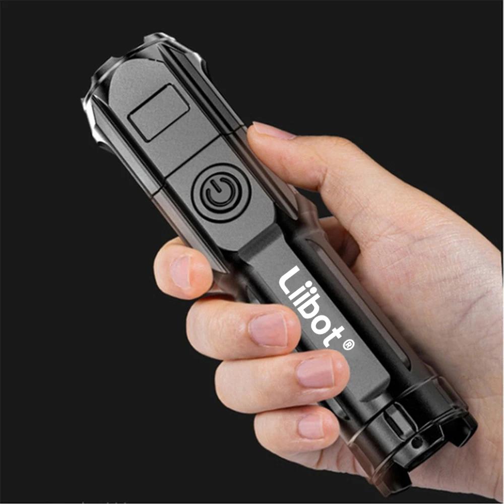 Veibot-Lampe de poche LED aste, haute puissance, USB, portable, adaptée au camping, à l'extérieur et