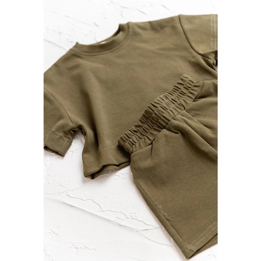 Ensemble de vêtements d'été pour bébés garçons, tenue à manches courtes, couleur unie, 2 pièces