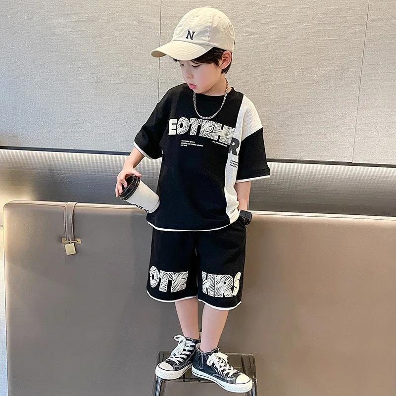 Nouvel été adolescents garçons vêtements ensembles enfant mode lettre haut et short 2 pièces enfants