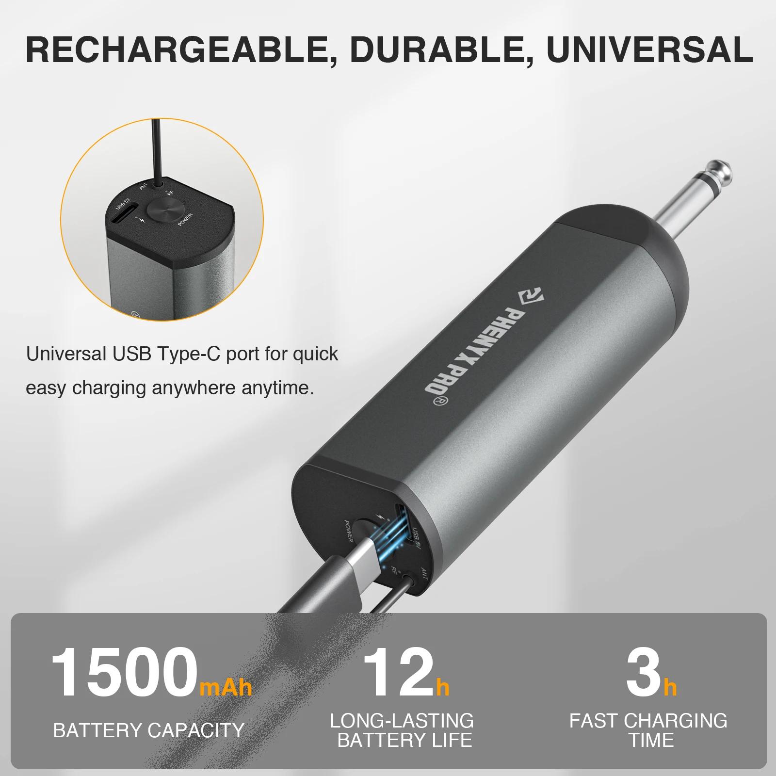 Phenyx Pro Système de microphone sans fil numérique unique avec 15 canaux UHF, émetteur Bodypack, mi