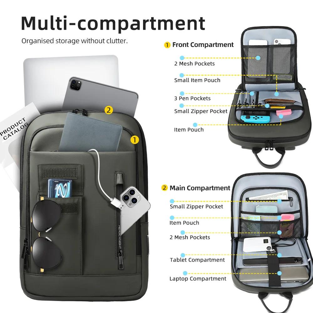 Heroic Knight – sac à dos d'affaires fin pour hommes, étanche, pour ordinateur portable 15.6 pouces,