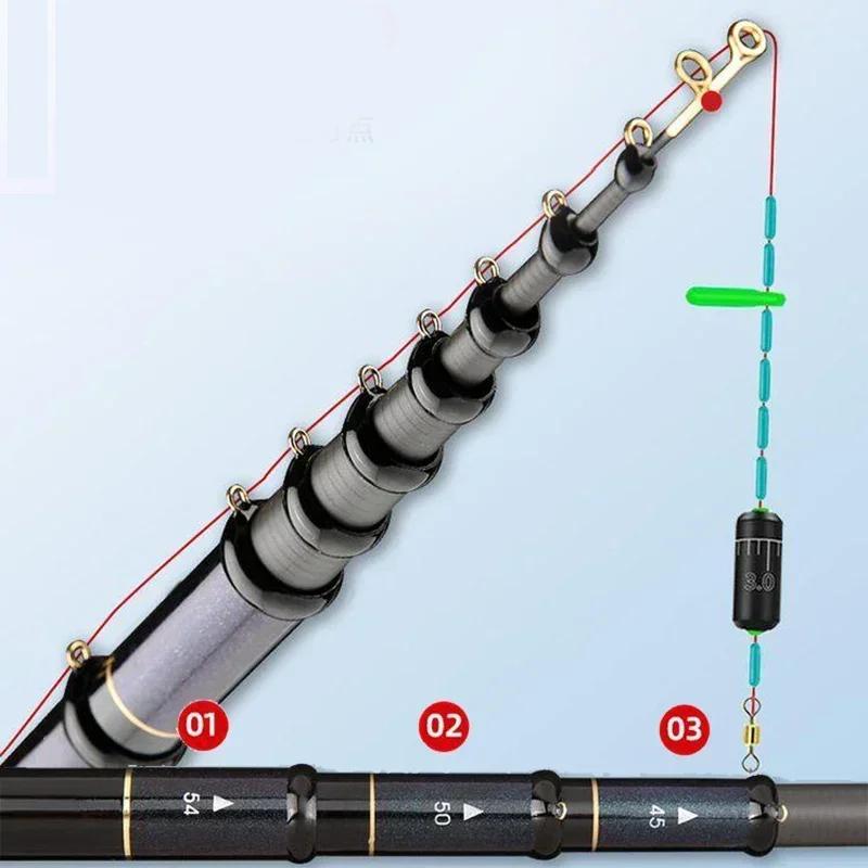 Canne à pêche télescopique portable 4.5M à 7.2M - Ultra légère en carbone 40T pour pêche filature et roche dure