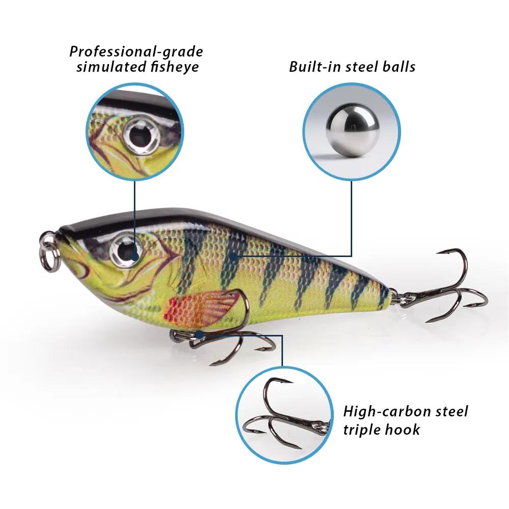 Leurre de pêche Jerkbait Musky 80mm/15.5g pour brochet, Jerk VIB, leurres Musky à coulée lente, wobb