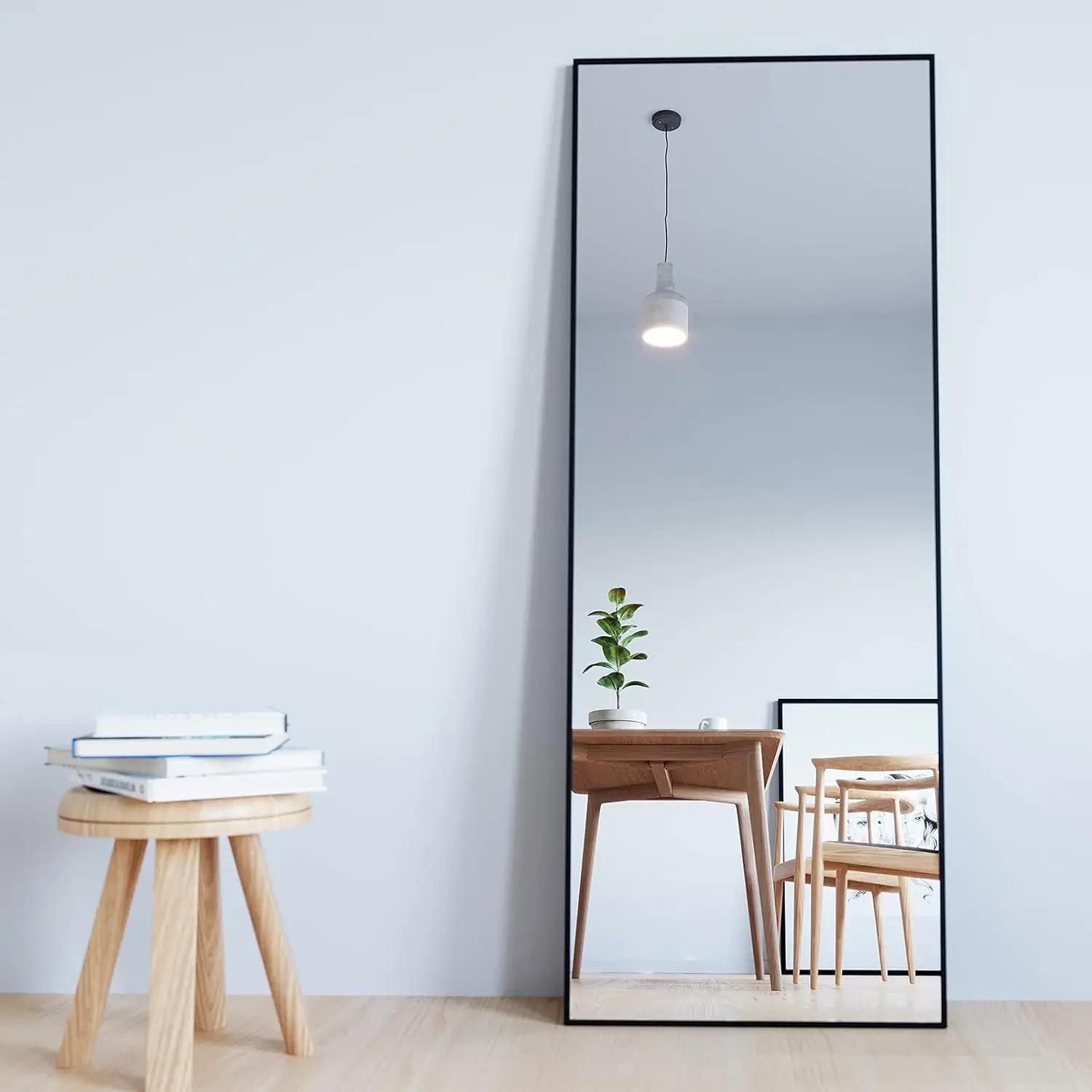 Miroir pleine longueur 64 "x 21", suspendu ou appuyé sur le mur, miroirs de sol, dressing mural