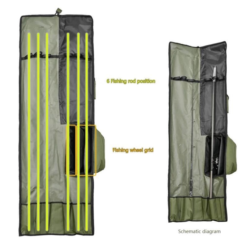 Sac de rangement pêche 175cm 195cm portable pliable étanche 1000D Oxford pour canne à pêche