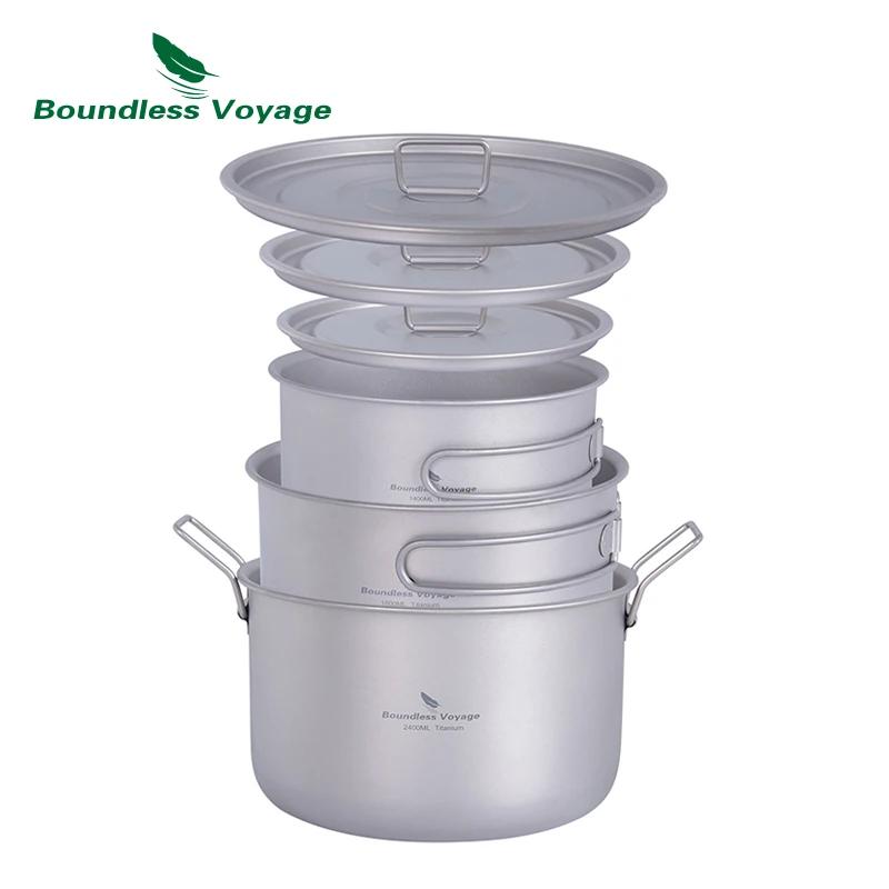 Batterie de cuisine de Camping en titane, Voyage sans limite, Kit de désordre, poêle et casseroles d