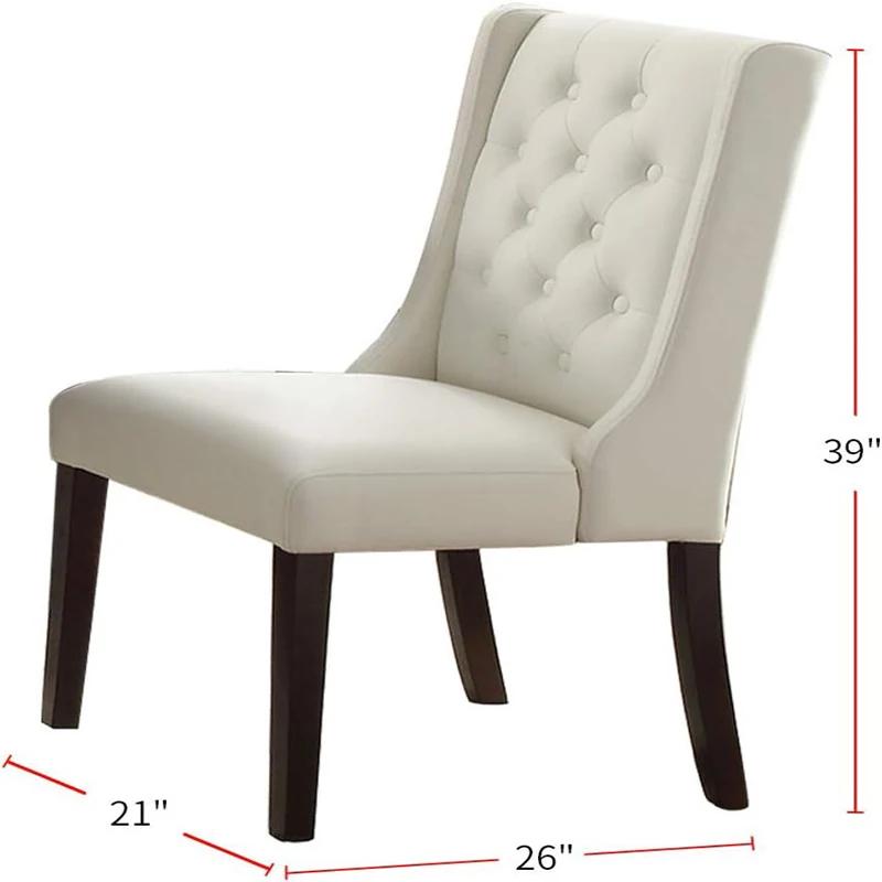 Ensemble de 2 chaises capitonnées en similicuir blanc, siège de salle à manger moderne, sur place