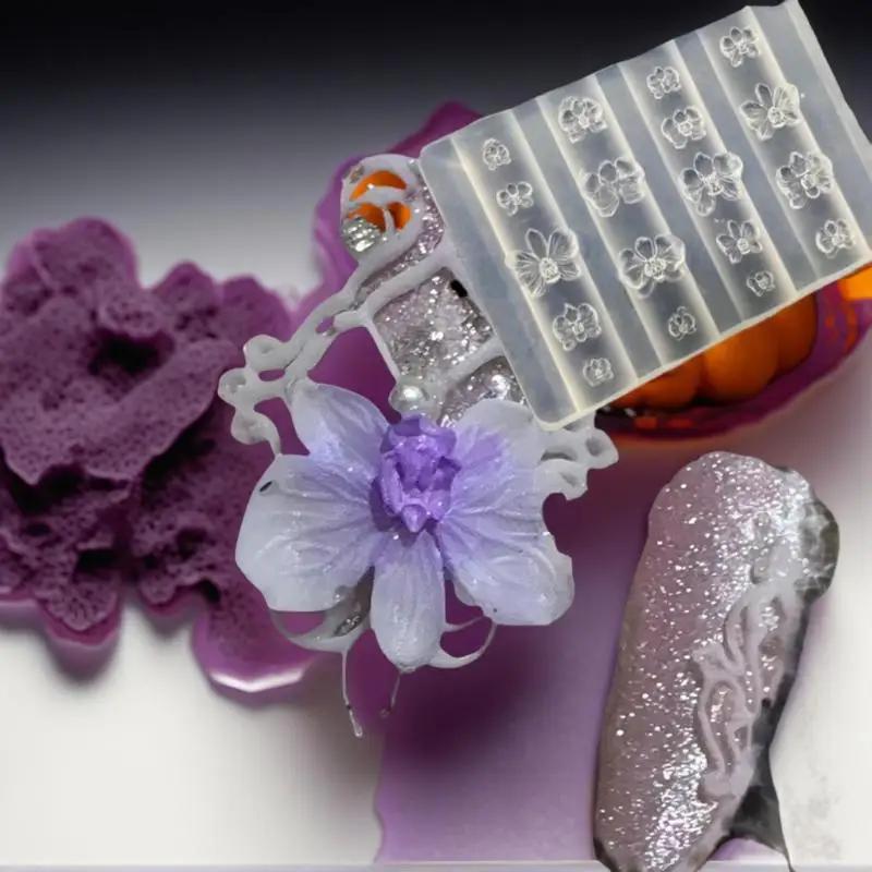 Moule à ongles 3D en Silicone, Design de fleur Phalaenopsis, orchidée papillon douce, modèle de manu