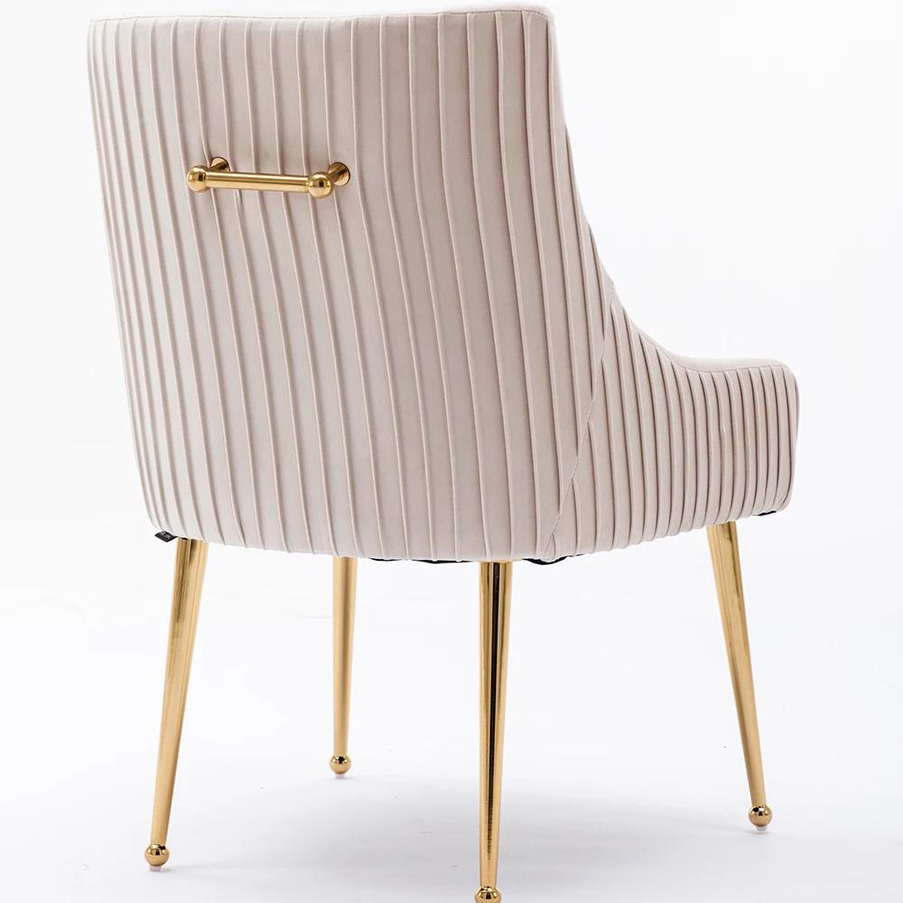 SEYNAR-Ensemble de 4 chaises de salle à manger ou de vanité en velours plissé, avec poignée arrière