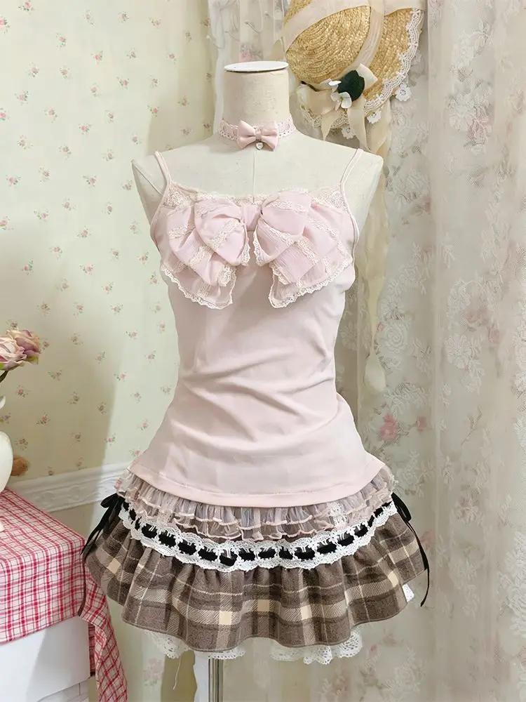 Nouvelles robes japonaises douces, ensemble 3 pièces, style Y2k, crop top kawaii sexy, Harajuku, sli