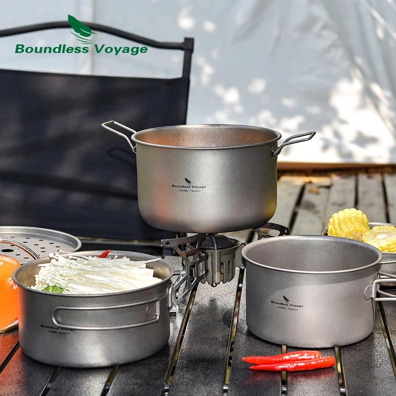 Batterie de cuisine de Camping en titane, Voyage sans limite, Kit de désordre, poêle et casseroles d