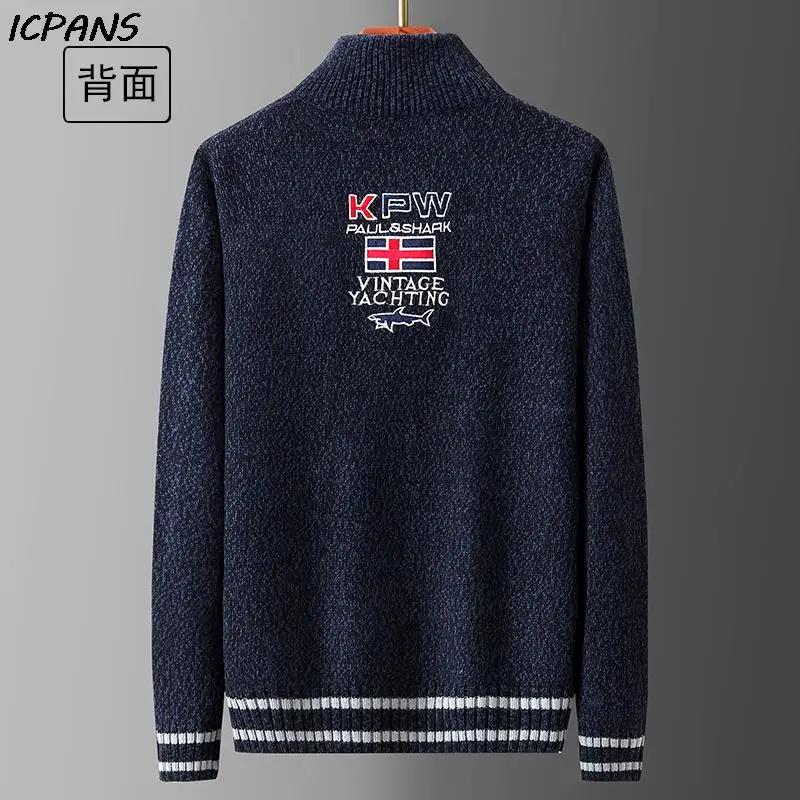 Pull blanc homme tricots requin vêtements coton laine pulls pull manteaux Jacquard noël tricoté demi
