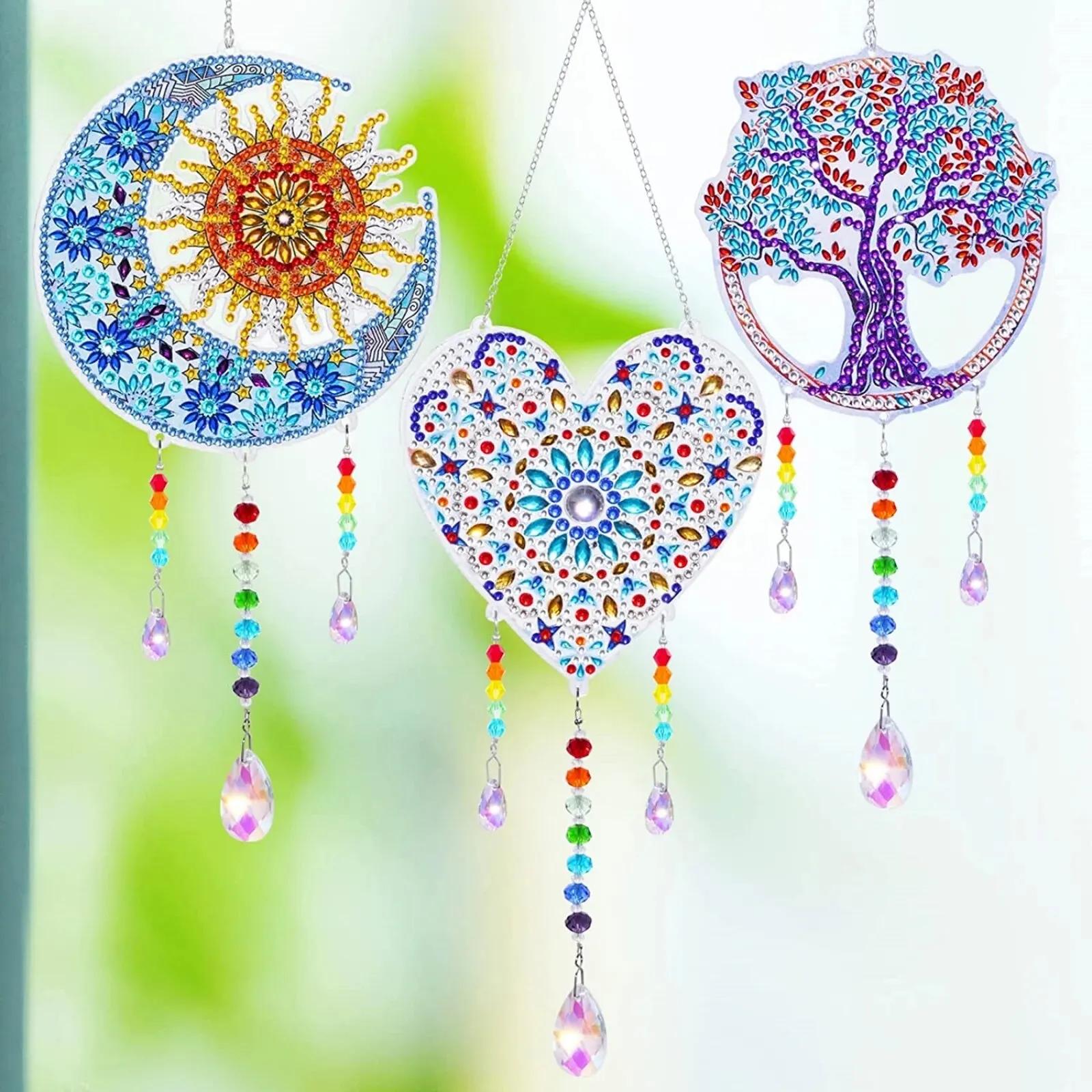 Super Flash Crystal Diamond Painting, Captures de paysage, Sun Moon, Coussins Tree Pattern, DIY Wind