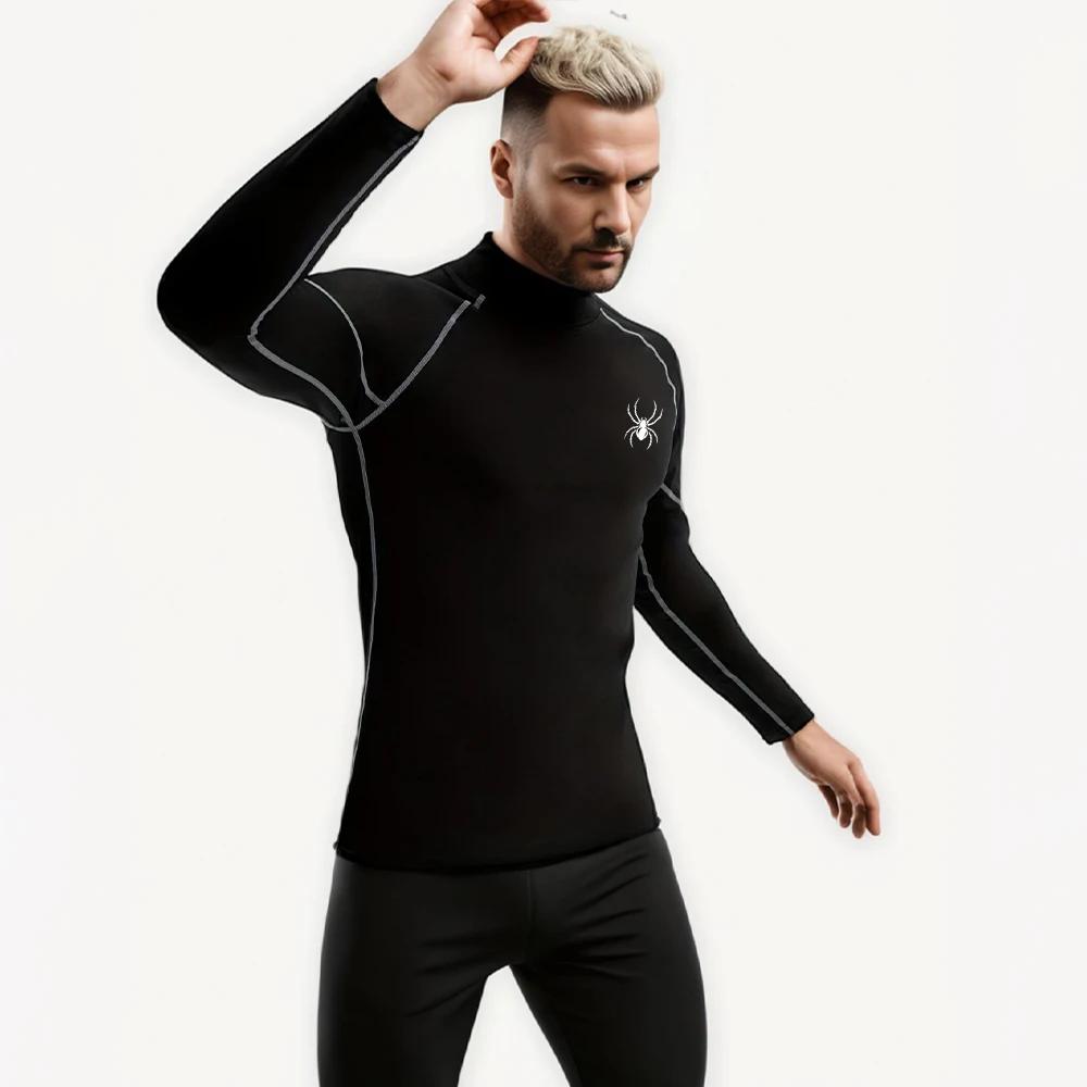 T-shirt moulant manches longues hommes - Maillot corps compression fitness sport
