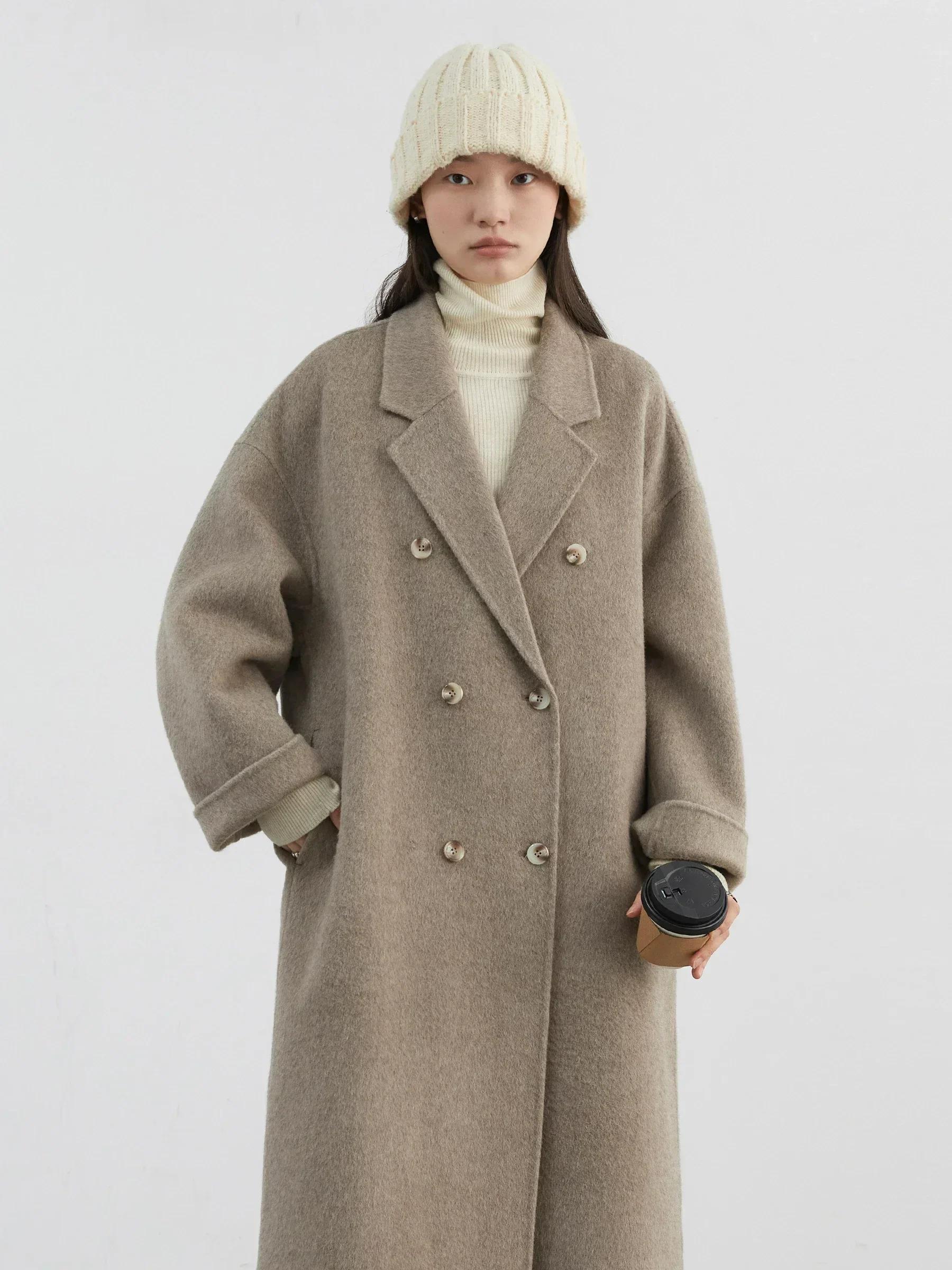 CHIC VEN – manteau en laine pour femme, Double boutonnage, basique, ample, décontracté, rétro, Long,