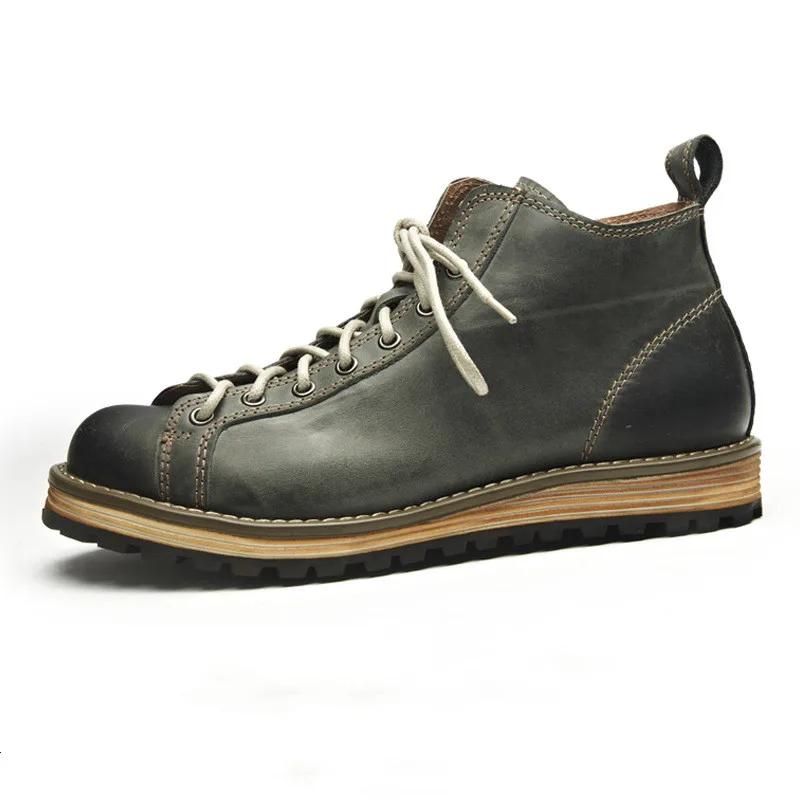 Chaussures en cuir véritable Outdoor Trekking Riding Combat Fitness Top Layer Cowhide Round Head Wal