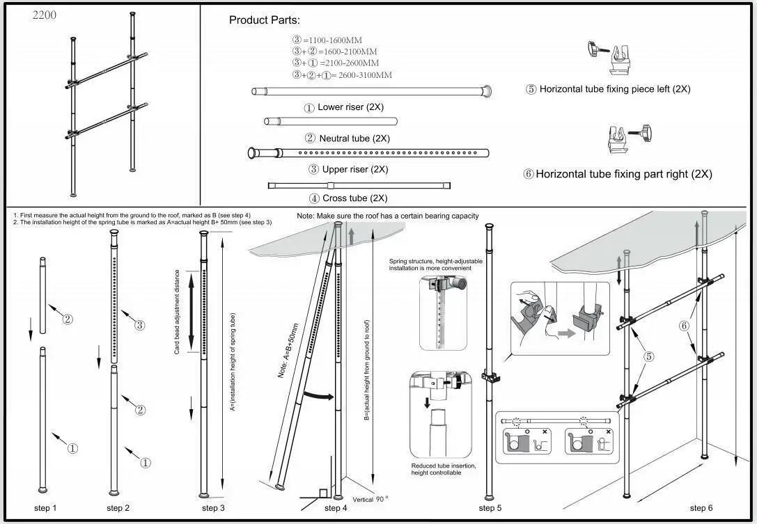 Placard à 2 niveaux en acier inoxydable, Rangement pour cintres T1
