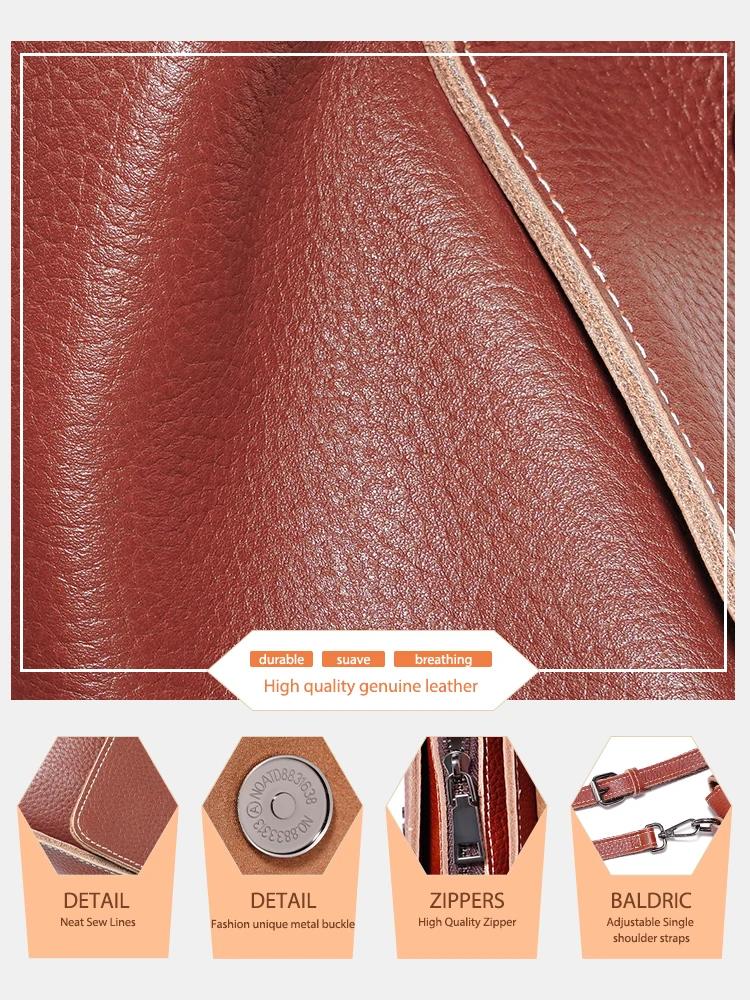 Zency-Sac à main en cuir de vachette pour femme, sac messager rétro, sac carré simple, petit rabat,