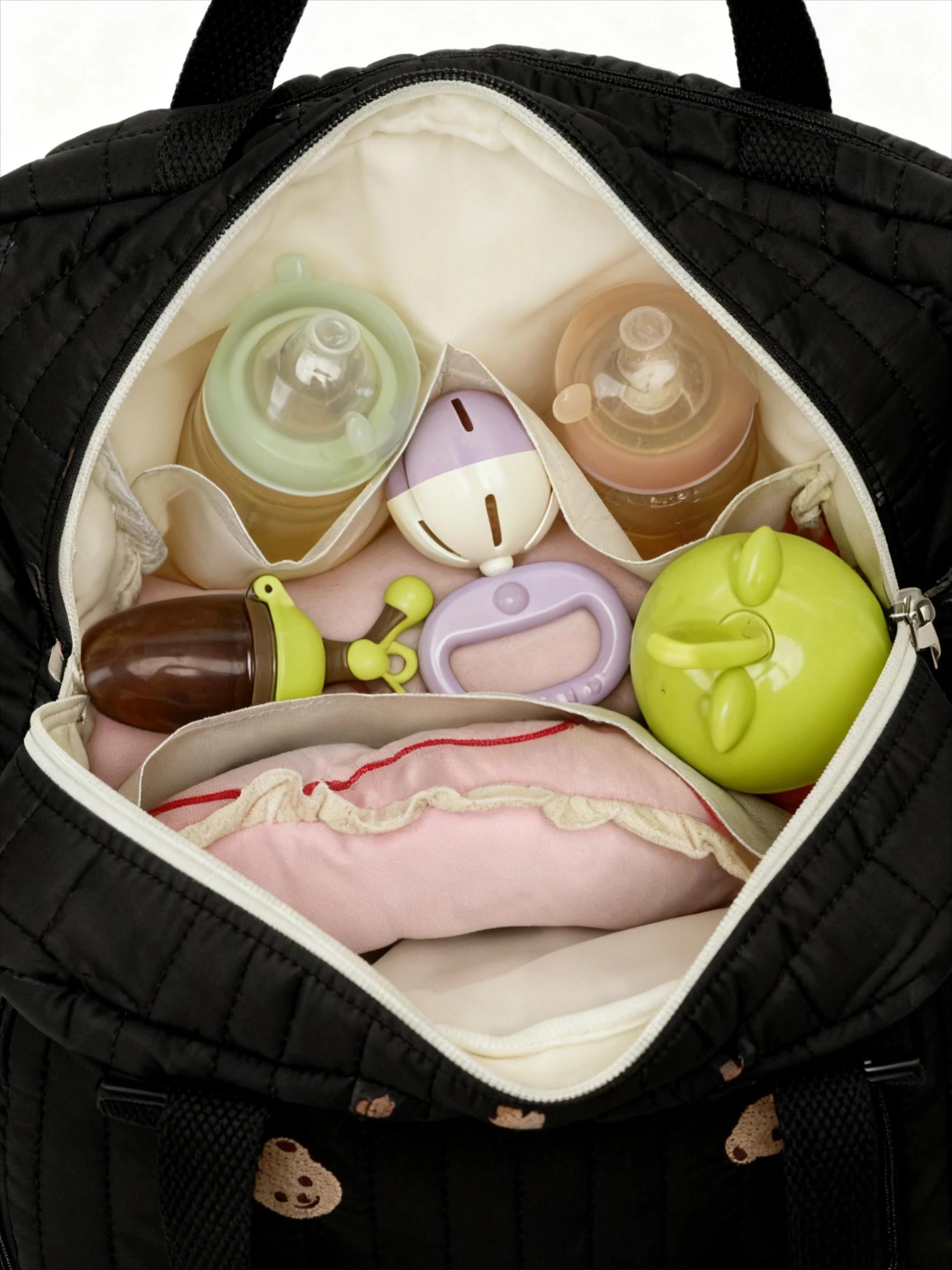 Sac de rangement suspendu universel pour poussette, grande capacité, joli sac à couches brodé et fou