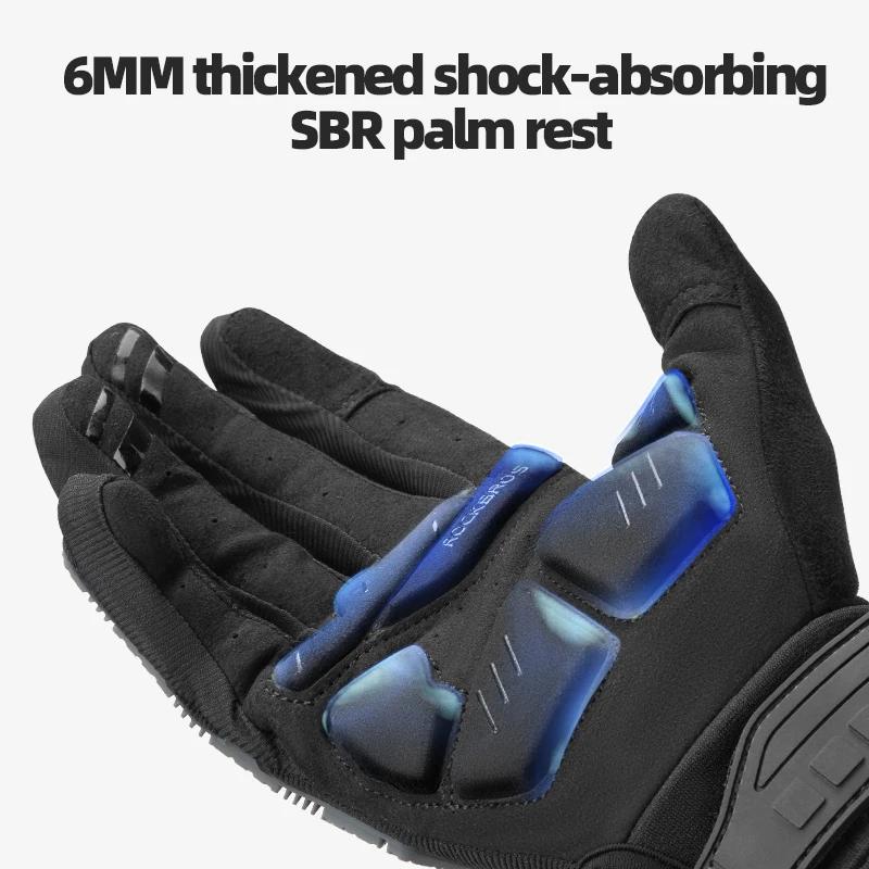 Gants de cyclisme hiver ROCKBROS tactiques - Protection SBR coussin GEL antichoc respirant doigt complet moto