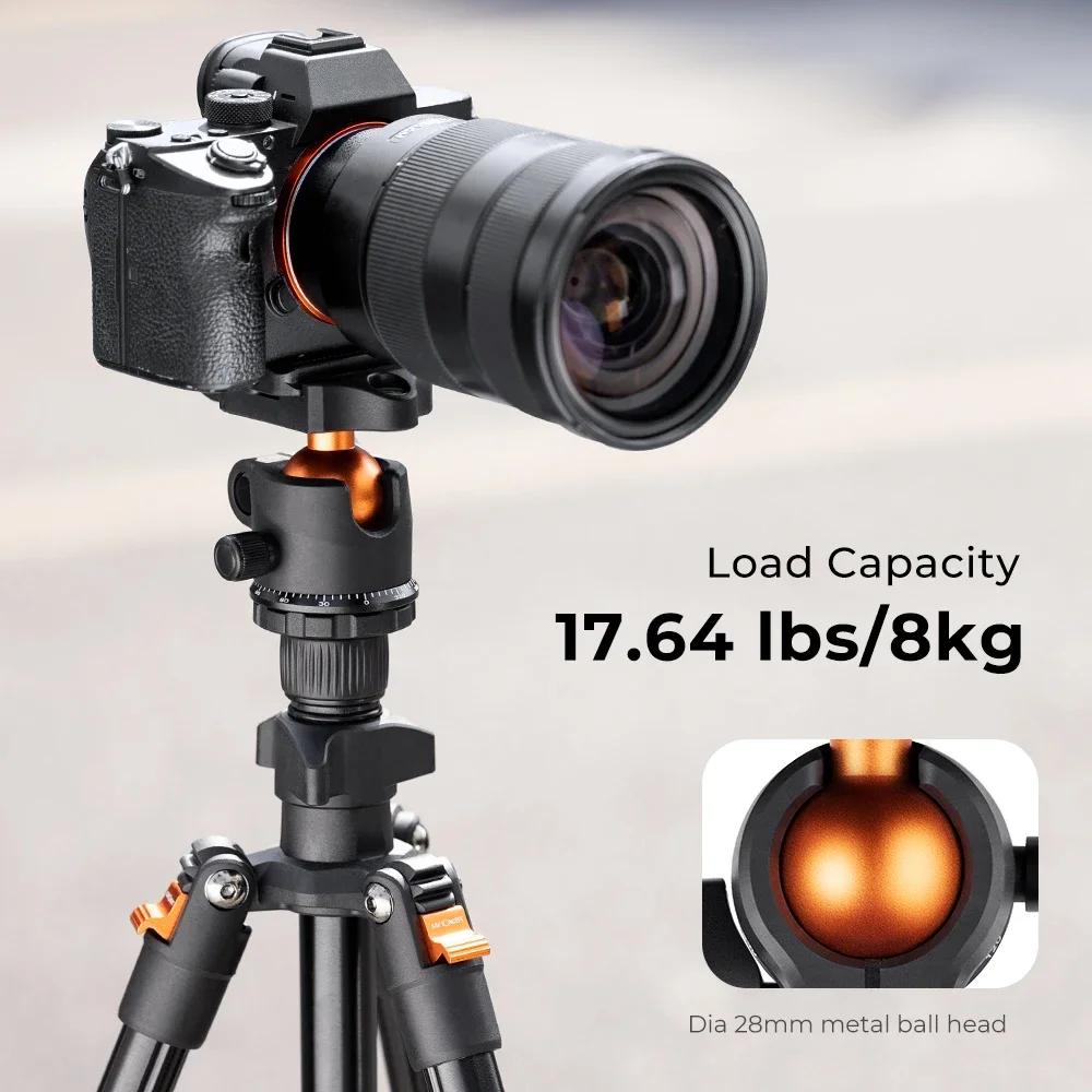 K&F CONCEPT Trépied de voyage portable pour appareil photo, trépied flexible pour vlog avec tête sph