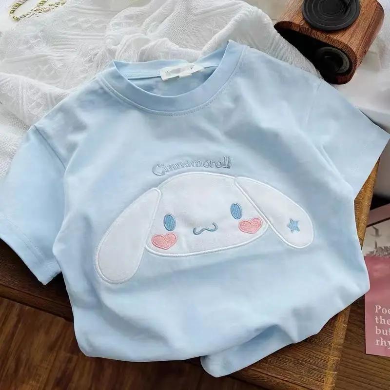 T-Shirt à manches courtes pour filles, dessin animé Sanrio Kuromi My Melody cannelle, vêtements d'ét