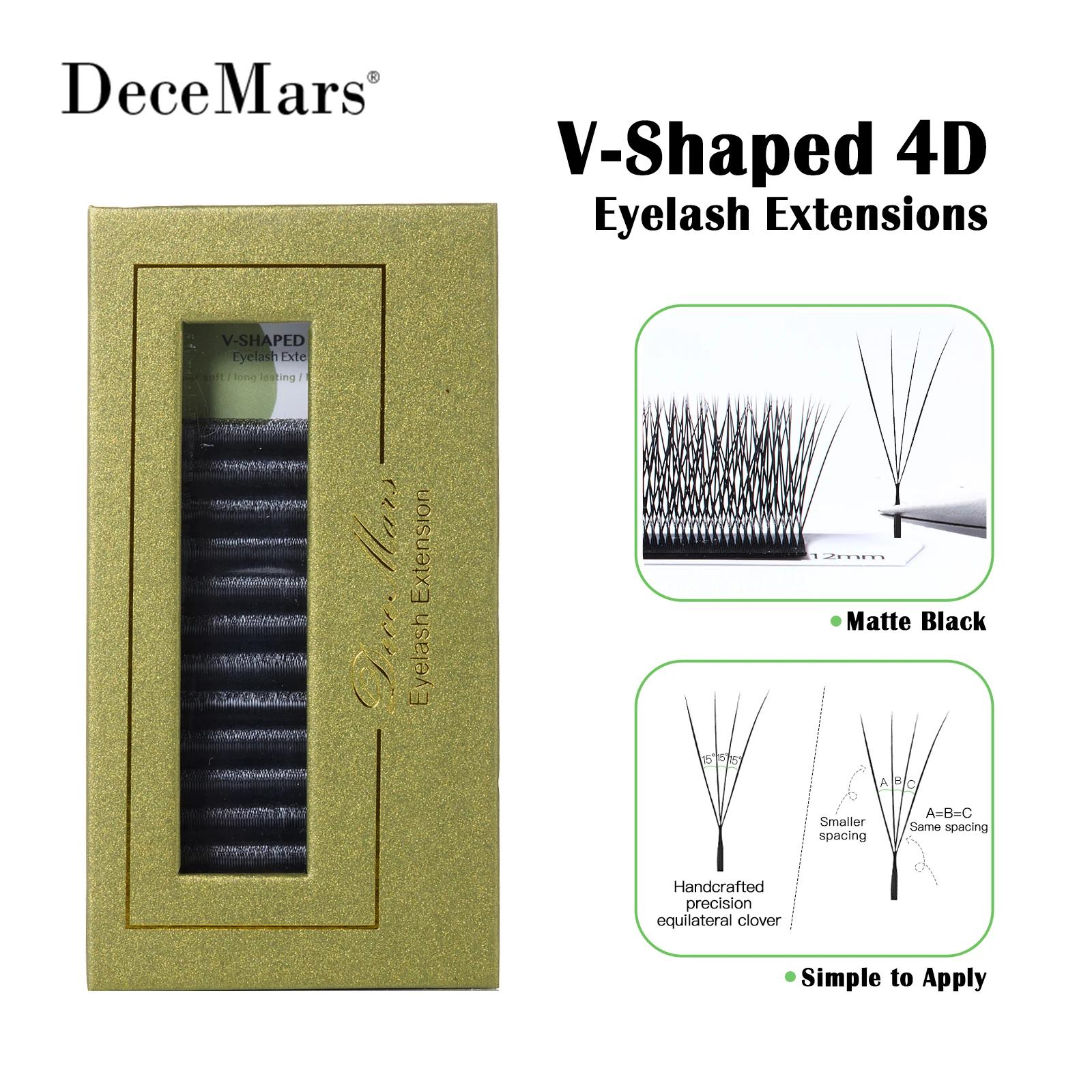 DeceMars extensions de cils 4D en forme de V noir mat 12 rangées/plateau pour le maquillage