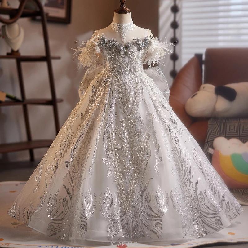 Robe longue pour enfants, Costume de princesse d'anniversaire pour filles, tenue de fête de spectacl