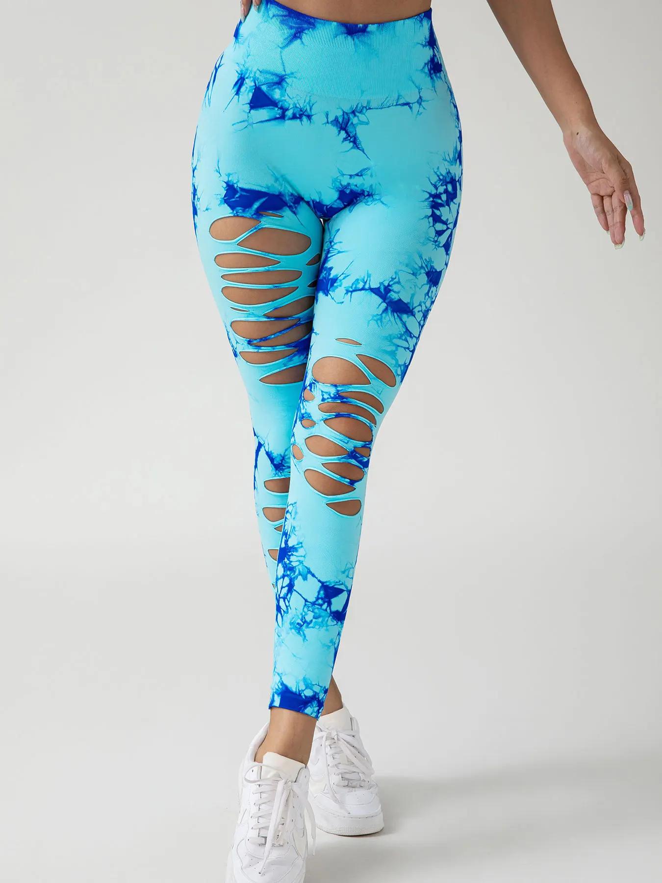 Mode femme sans couture cravate colorant SkinnyYoga pantalon nouveau décontracté évider taille haute