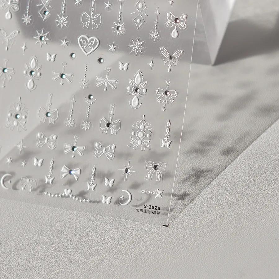 Autocollants pour ongles en cristal et diamant 5D, 1 pièce, stickers de décoration, laser, nœud papi