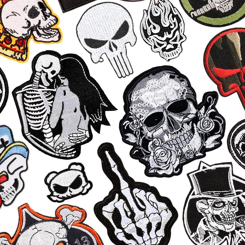 Punk patchs fer sur pour vêtements concepteur crâne extérieur brodé Parche Bordado Para Ropa Termoad