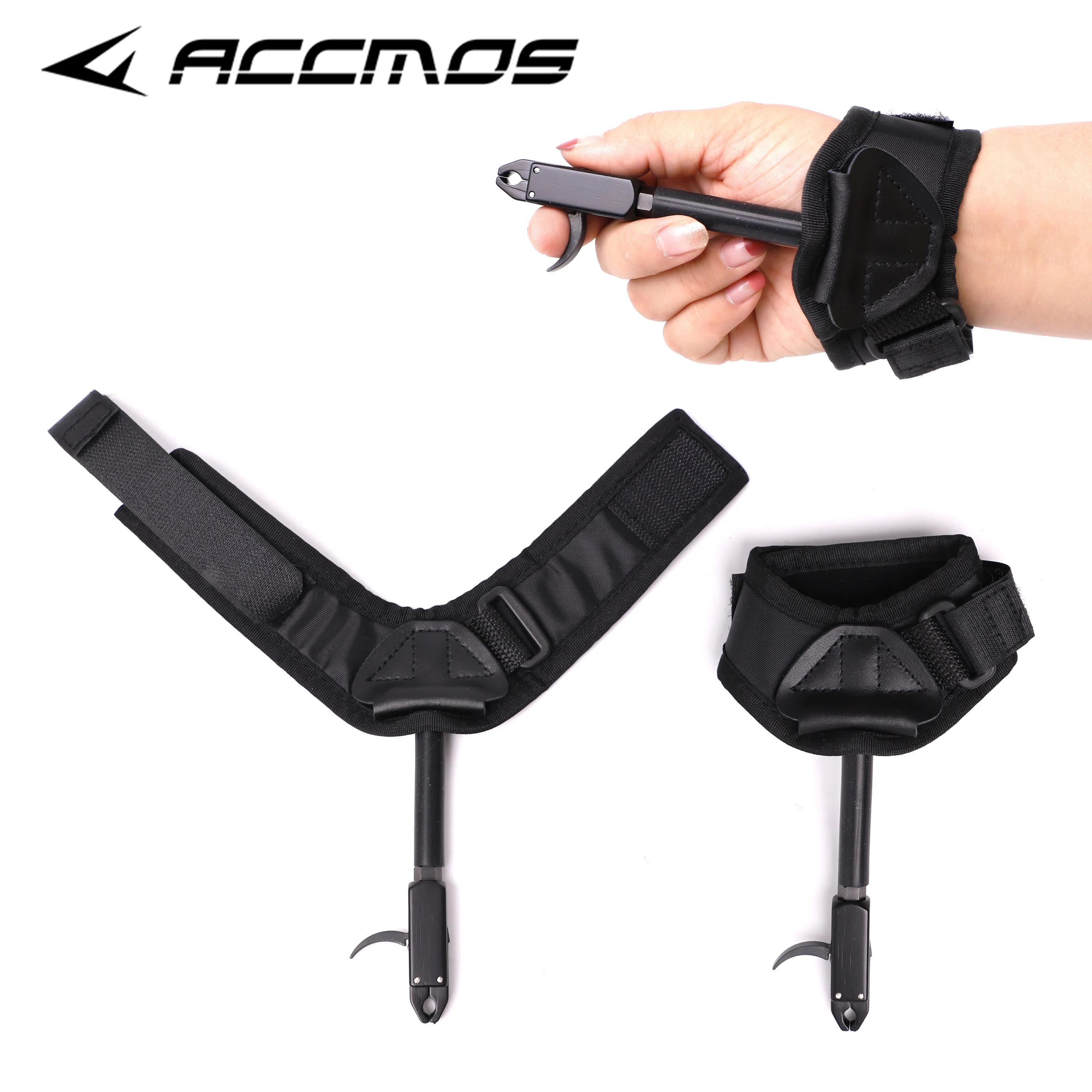 1 pièce Pince de tir à l'arc réglable avec sangle de poignet en cuir pour déclencheur de tir à l'arc