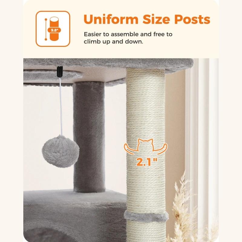 Arbre à chat avec perchoir supérieur, tour pour chat avec hamac en peluche, étagères pour chat, pomp