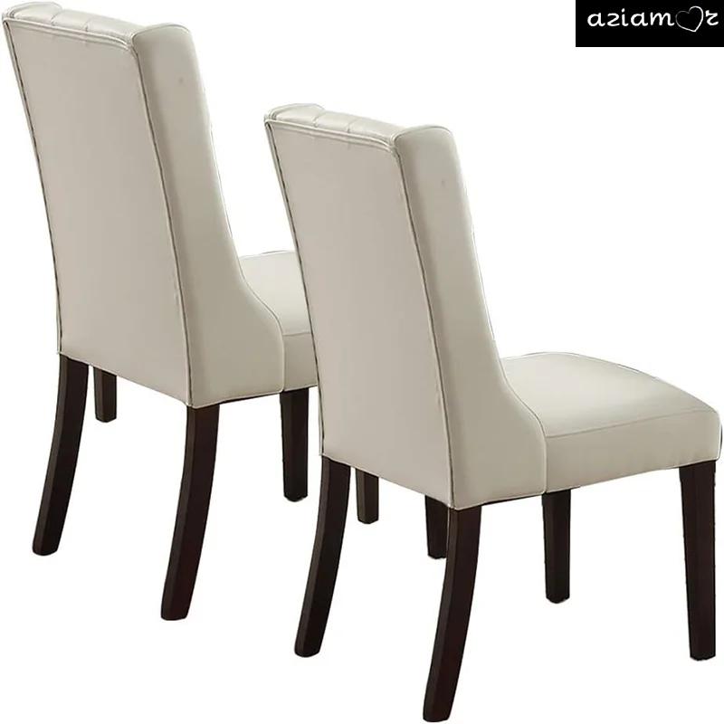 Ensemble de 2 chaises capitonnées en similicuir blanc, siège de salle à manger moderne, sur place