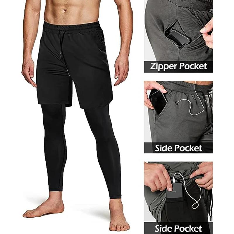 Pantalons de Sport pour hommes 2 en 1, survêtements d'athlétisme, vêtements d'entraînement, de Joggi