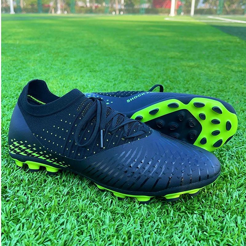 Crampons de football pour hommes et jeunes - Baskets d'entraînement en tricot respirantes