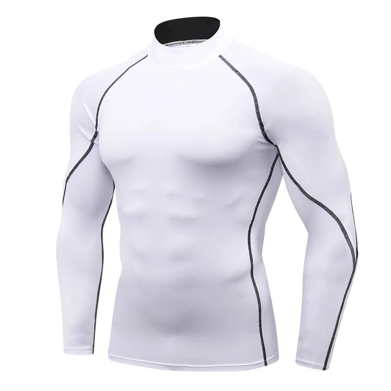 Chemises de Compression à manches longues et col haut pour hommes, collants de sport Cool et sec, Pr
