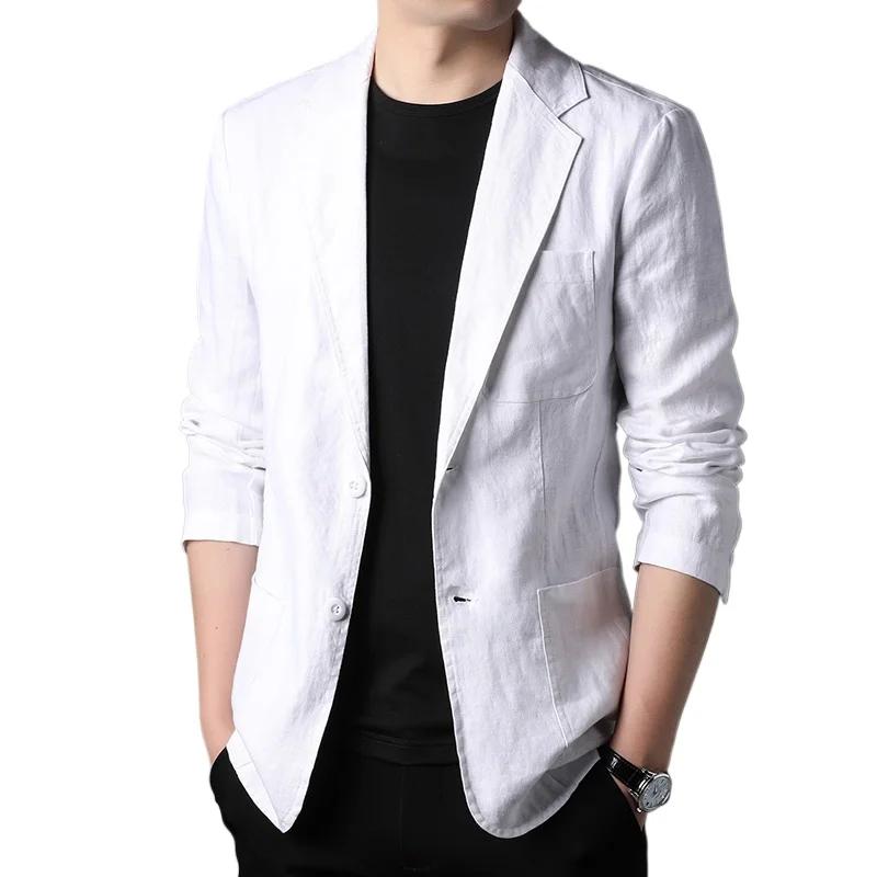 Costume en lin de haute qualité pour hommes, beau manteau fin pour hommes, composition de tissu, bla