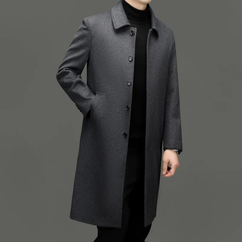 Manteaux en cachemire haut de gamme et à la mode pour hommes pour l'automne et l'hiver, vestes à rev