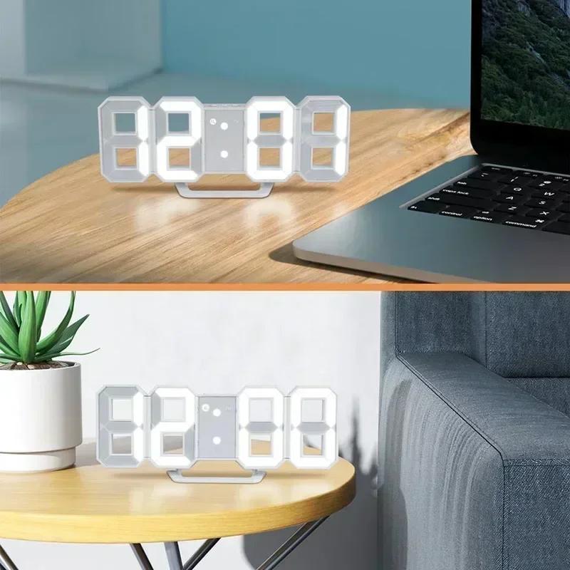 Horloge de bureau numérique horloge de bureau électronique décorative murale avec Mode lumineux régl