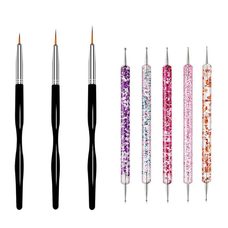 5/20 pièces Nail Art brosse conception pointe peinture dessin sculpture pointillage stylo FlatFan Li