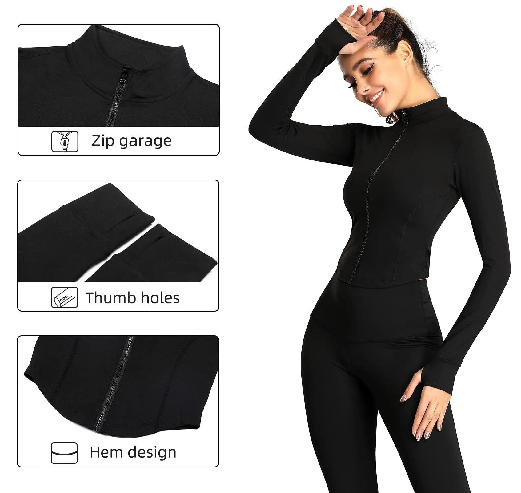 Veste de survêtement coupe cintrée pour femme, manteau de fitness à manches longues, veste de yoga a