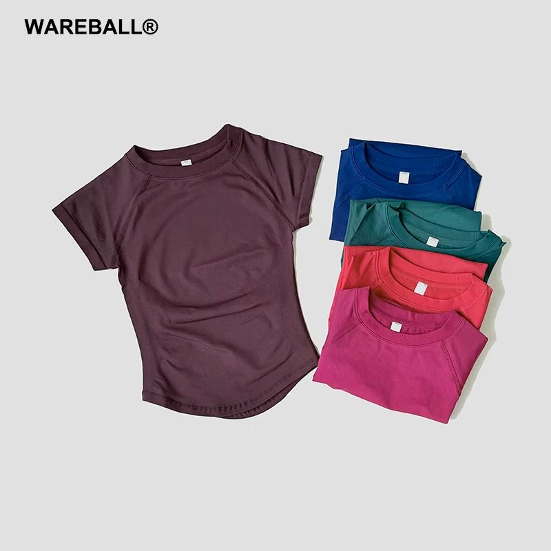 T-shirt de sport sans couture WAREBALL pour femme, haut court de fitness, vêtement de gym, yoga, man