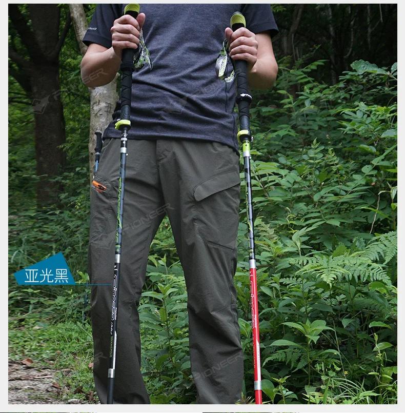 Bâton de marche pliant en fibre de carbone PIONEER, 2 pièces, 5 sections réglables, Alpenstocks, ran