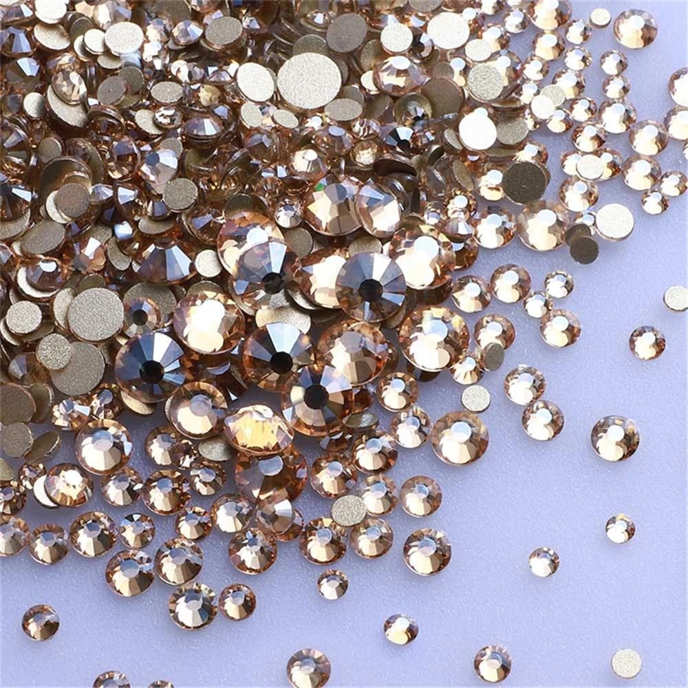 1440 pièces mélange taille SS3-SS20 verre à Champagne dos plat strass ombre dorée paillettes Non cor