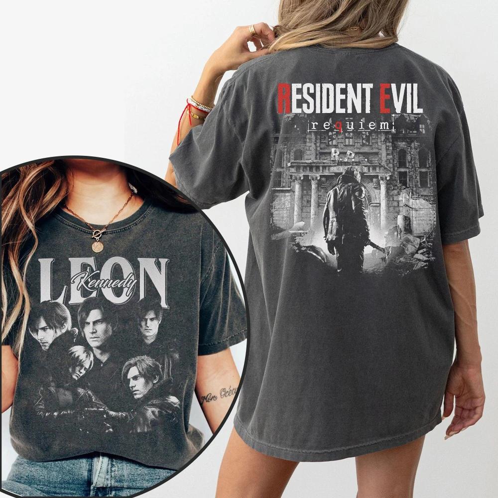 T-shirt Leon S. Kennedy Resident Evil 9 Requiem Biohazard Tee Grace Emily Gideon à manches courtes p