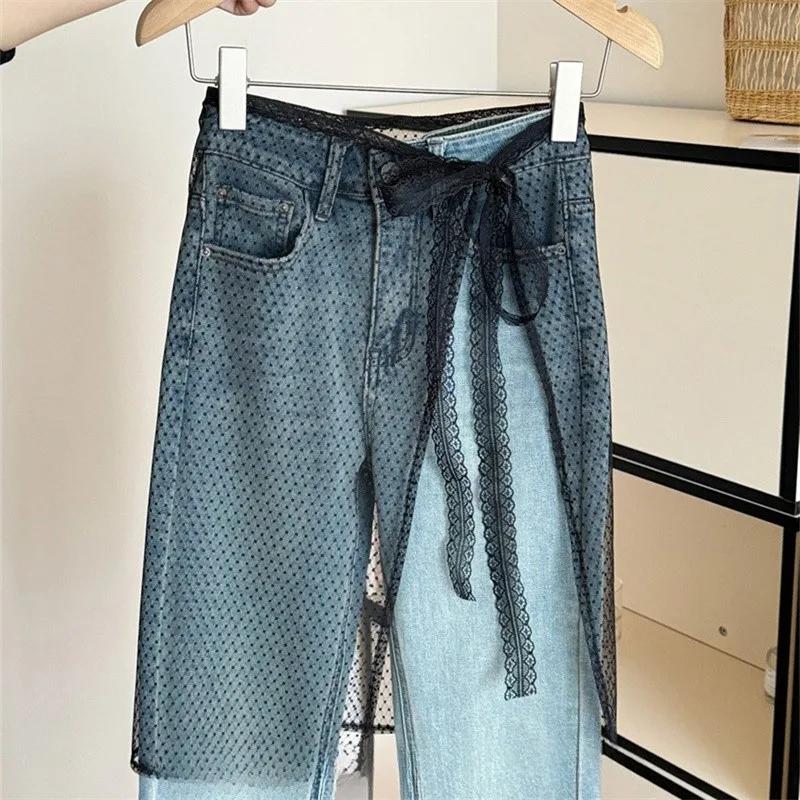 INS Blogger – jupe en gaze superposée en dentelle, Streetwear Y2k, tablier, jupe portefeuille à lace
