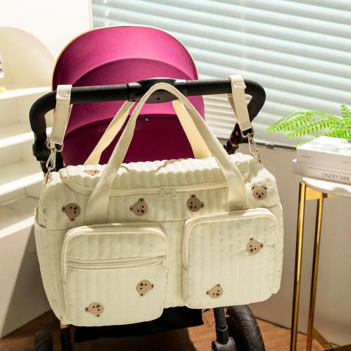 Sac à langer grande capacité pour femme, sac à bandoulière en coton pour bébé, sac de maternité pour
