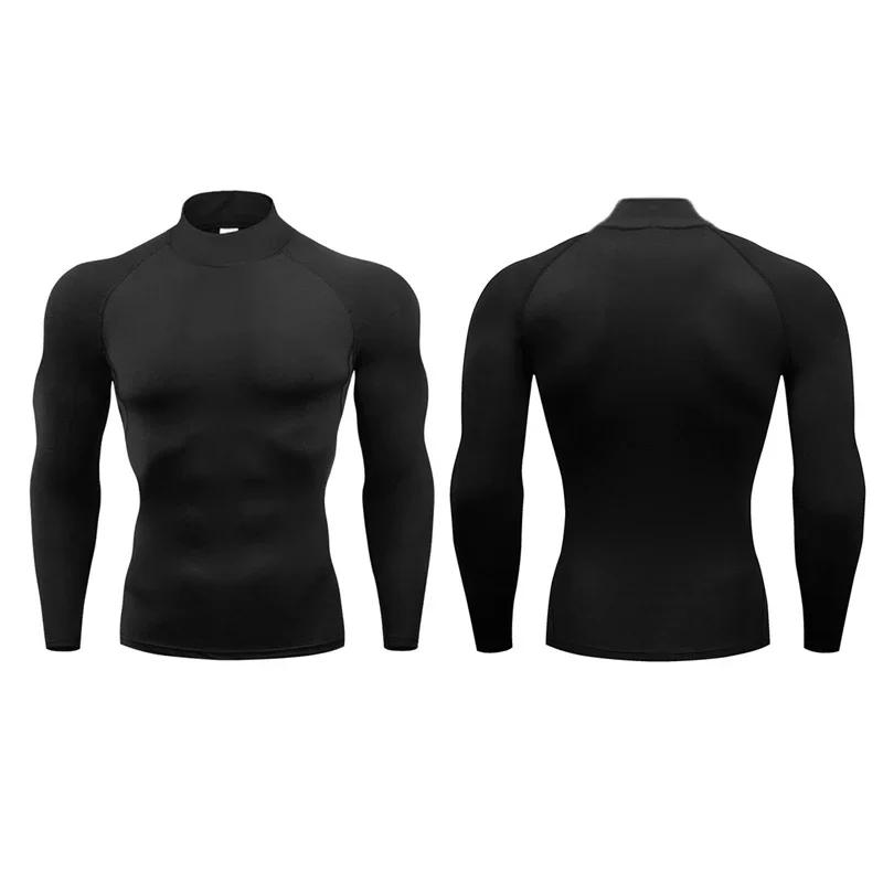 Hommes course T-shirts Compression à manches longues Sport chemises Fitness serré entraînement Joggi