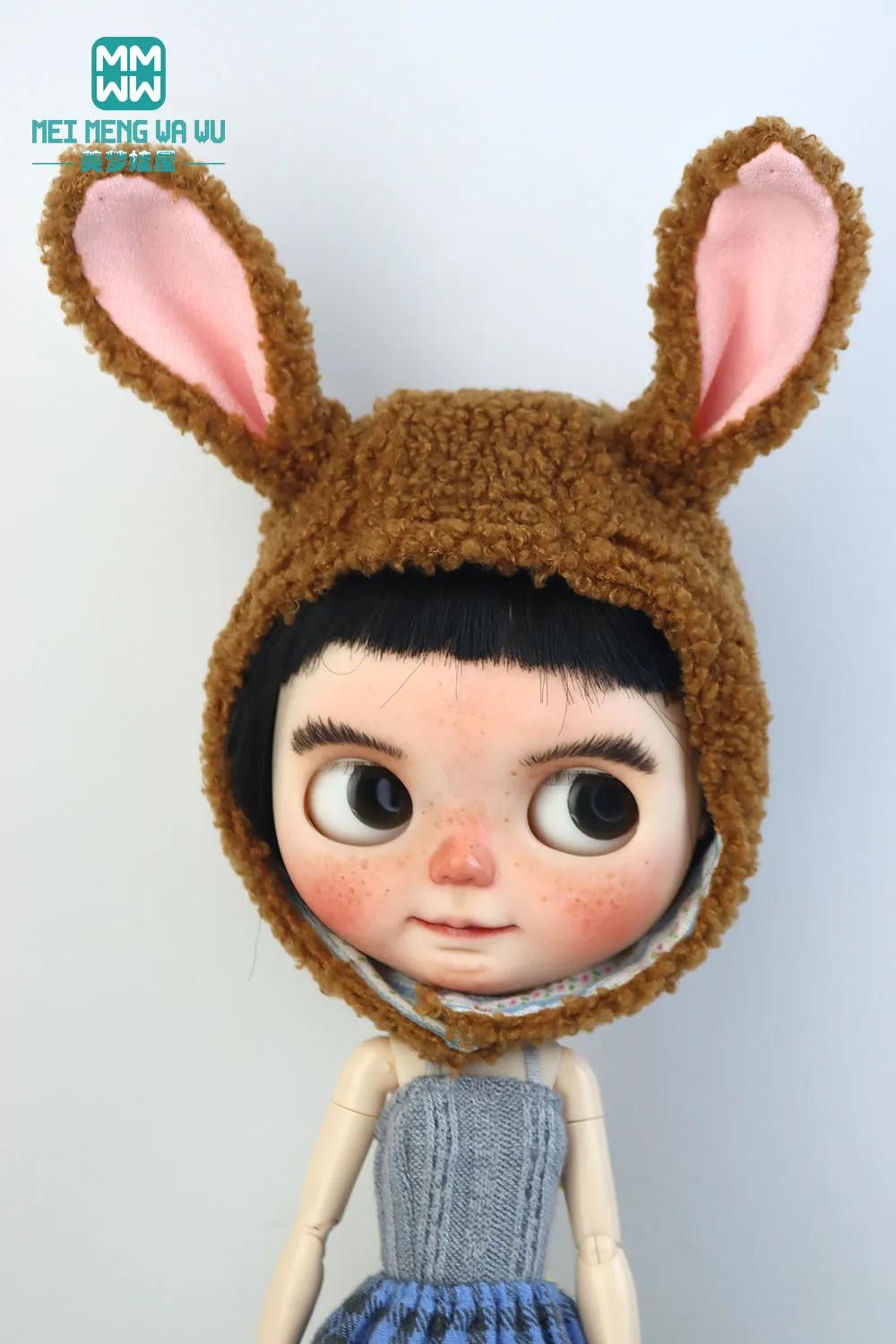 Vêtements de poupée Blyth, 1 pièce, oreilles de lapin, chapeau en peluche multicolore pour Blyth, Az